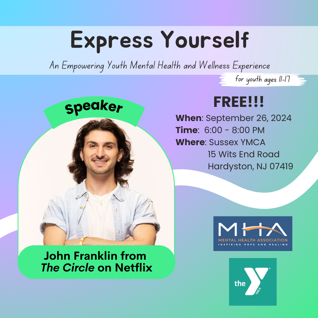 Sussex - Express Yourself - Social Asset - September 26, 2024 at Sussex County YMCA from 6 - 8 PM